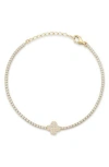 Glaze Jewelry Cubic Zirconia Sterling Silver Heart Tennis Bracelet In Gold