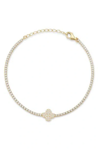Glaze Jewelry Cubic Zirconia Sterling Silver Heart Tennis Bracelet In Gold