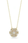 Glaze Jewelry Cubic Zirconia Sterling Silver Hexagon Pendant Necklace In Gold