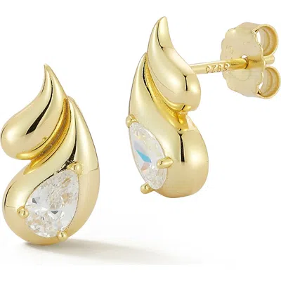 Glaze Jewelry Cubic Zirconia Teardrop Stud Earrings In Gold