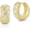 Glaze Jewelry Cubic Zirconia Twist Huggie Hoop Earrings In Gold