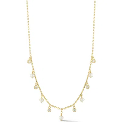 Glaze Jewelry 14k Gold Over Sterling Silver Cz Pearl Charm Neckl