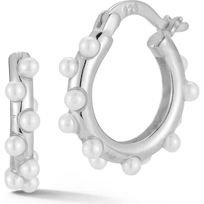 Glaze Jewelry Cultured Pearl Hoop Earrings In Silver