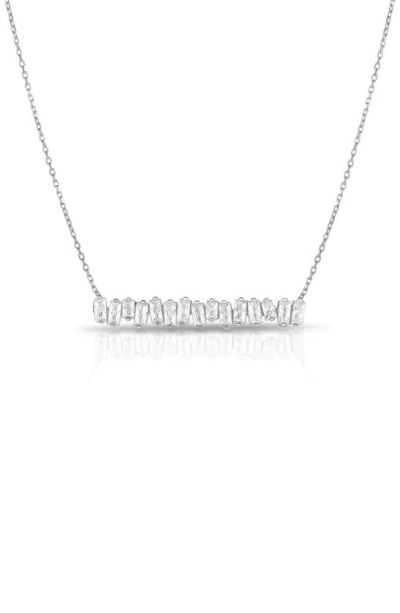 Glaze Jewelry Cz Bar Necklace In Silver