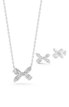 Glaze Jewelry Cz Bow Pendant & Stud Earrings Set