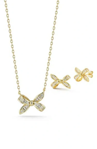 Glaze Jewelry Cz Bow Pendant & Stud Earrings Set