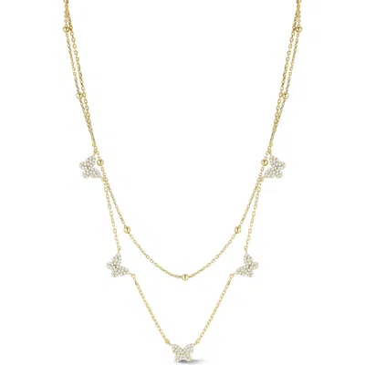 Glaze Jewelry Cz Butterfly Layered Chain Necklace In Gold