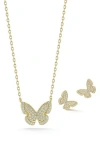Glaze Jewelry Cz Butterfly Pendant & Stud Earrings Set
