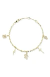Glaze Jewelry Cz Charm Bracelet In Gold