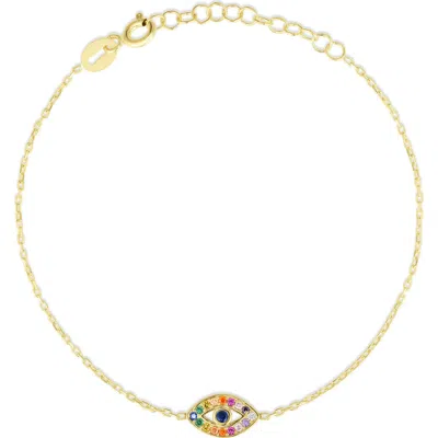 Glaze Jewelry Cz Evil Eye Chain Bracelet In Gold