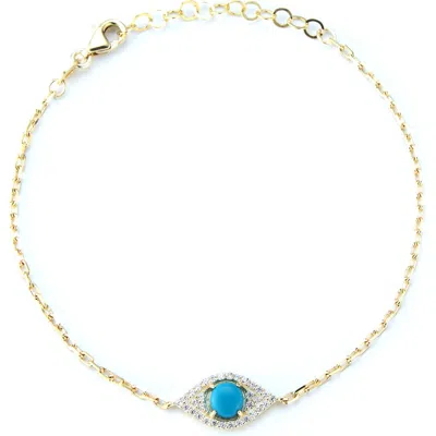 Glaze Jewelry Cz Evil Eye Chain Bracelet In Gold