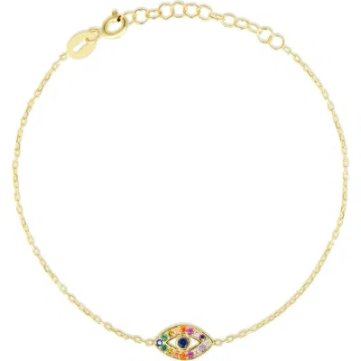Glaze Jewelry Cz Evil Eye Chain Bracelet In Gold/multi