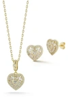 Glaze Jewelry Cz Heart Pendant & Stud Earrings Set