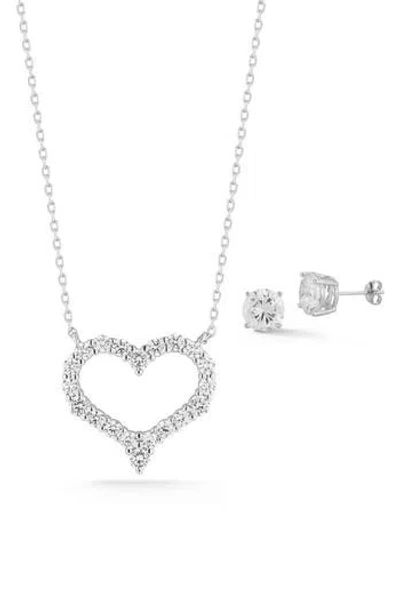 Glaze Jewelry Cz Heart Pendant & Stud Earrings Set