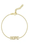 Glaze Jewelry Cz 'hope' Chain Bracelet In Gold