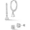 Glaze Jewelry Cz Huggie Drop & Stud Earrings Set In Silver