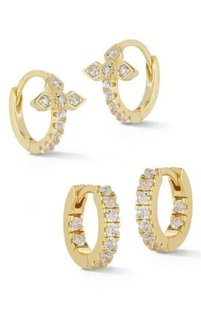 Glaze Jewelry Cz Huggie Hoop Earrings Set In Gold