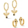 Glaze Jewelry Cz Huggie Hoop Earrings Set In Gold