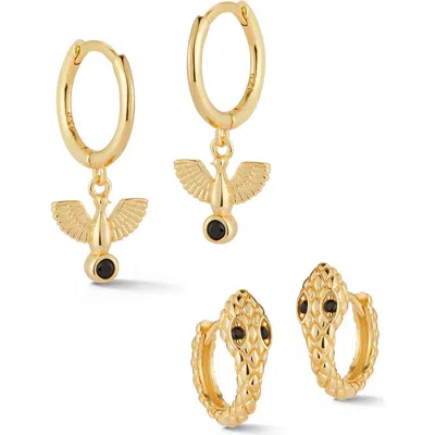 Glaze Jewelry Cz Huggie Hoop Earrings Set In Gold