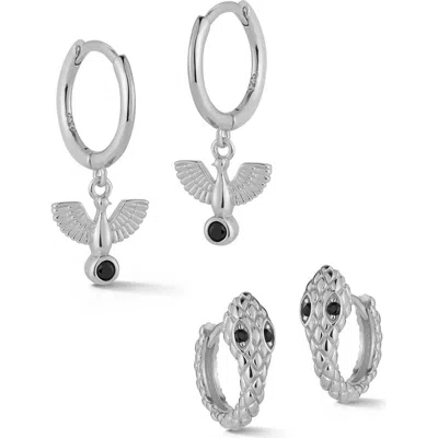 Glaze Jewelry Cz Huggie Hoop Earrings Set In Metallic