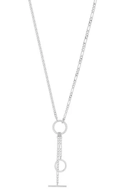 Glaze Jewelry Cz Lariat Chain Necklace In Silver