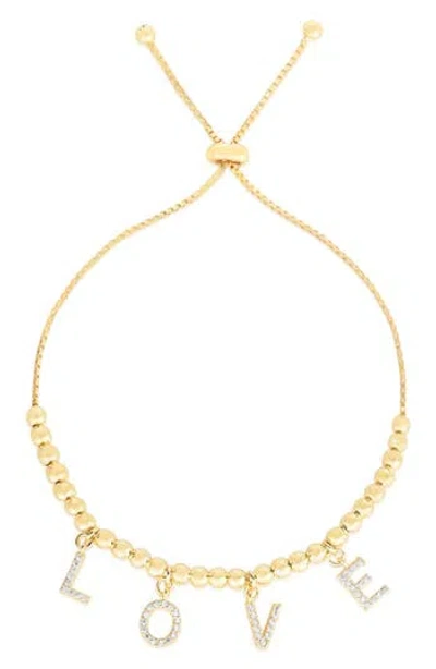 Glaze Jewelry Cz 'love' Chain Slider Bracelet In Gold
