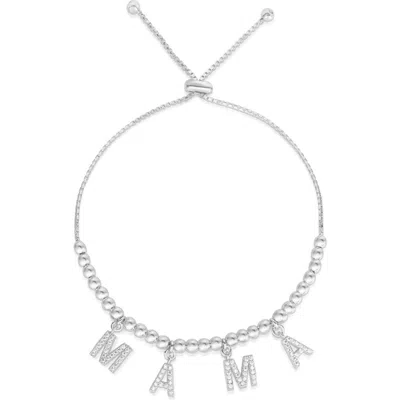 Glaze Jewelry Cz 'mama' Chain Slider Bracelet In Silver
