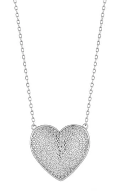 Glaze Jewelry Cz Pavé Heart Pendant Necklace In Silver
