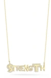 Glaze Jewelry Cz 'strength' Pendant Necklace In Gold