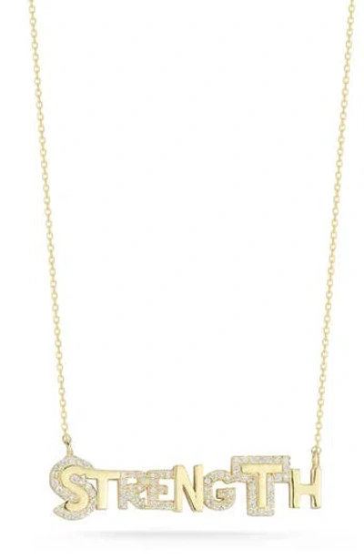 Glaze Jewelry Cz 'strength' Pendant Necklace In Gold