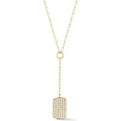 Glaze Jewelry Cz Tag Lariat Chain Necklace In Gold