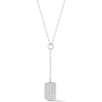 Glaze Jewelry Cz Tag Lariat Chain Necklace In White