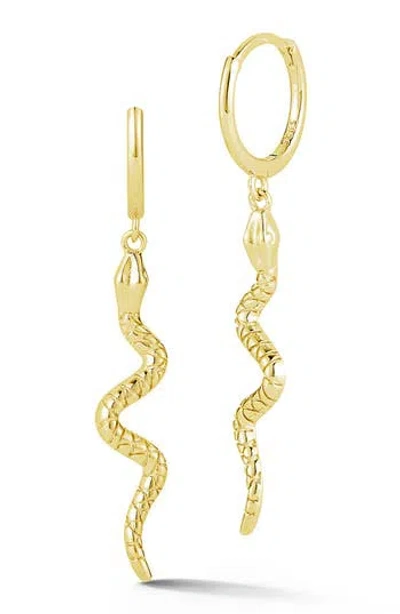 Glaze Jewelry Dangling Snake Huggie Hoop Earrings In Gold