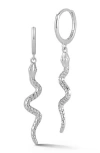 Glaze Jewelry Dangling Snake Huggie Hoop Earrings In Metallic