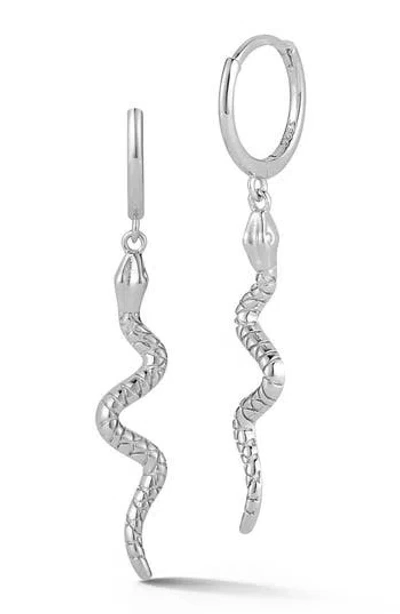 Glaze Jewelry Dangling Snake Huggie Hoop Earrings In Metallic