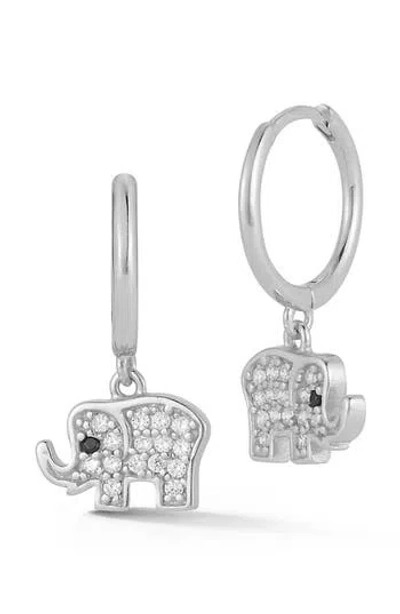 Glaze Jewelry Elephant Huggie Hoop Earrings In Silver