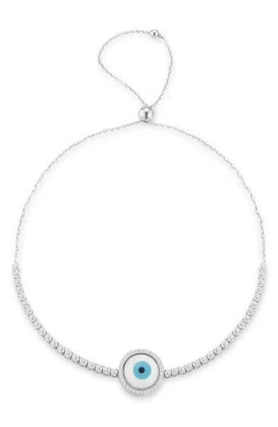 Glaze Jewelry Evil Eye Adjustable Bracelet In Silver