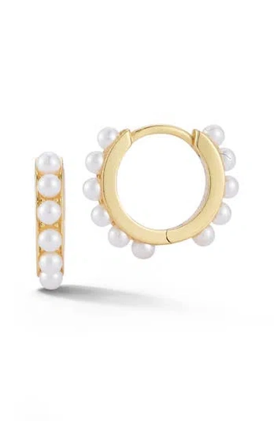 Glaze Jewelry Freshwater Pearl Huggie Hoop Earrings In Gold