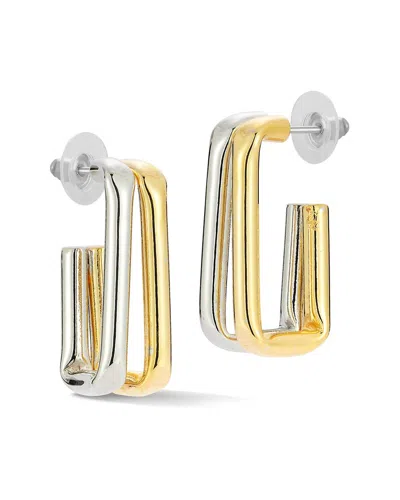 GLAZE JEWELRY GLAZE JEWELRY PLATED TWO-TONE ELONGATED RECTANGULAR HOOP EARRINGS