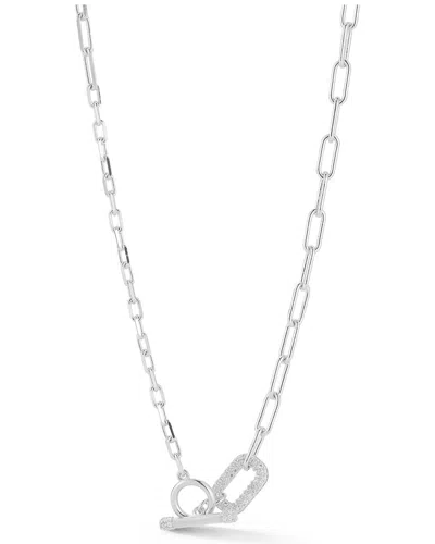 Glaze Jewelry Silver Cz Toggle Necklace In Metallic