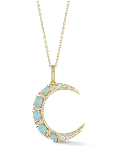 Glaze Jewelry 14k Over Silver Cz Necklace In Gold