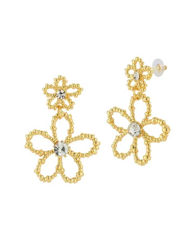 Glaze Jewelry Cubic Zirconia Floral Drop Earrings In Gold