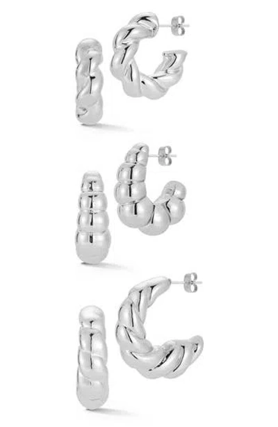 Glaze Jewelry Gold Plated Hoop Earrings Set In Metallic