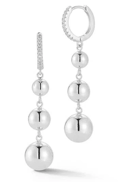 Glaze Jewelry Graduated Ball Drop Huggie Hoop Earrings In Gray