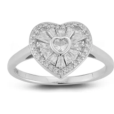 Glaze Jewelry Heart Cluster Ring In Silver