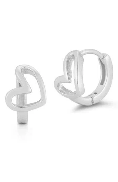 Glaze Jewelry Heart Huggie Hoop Earrings In Silver