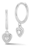 Glaze Jewelry Sterling Silver Heart Huggie Hoop Earrings In Silver