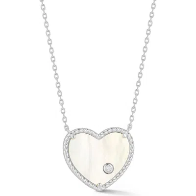 Glaze Jewelry Silver Mother Of Pearl Cz Necklace In Brown