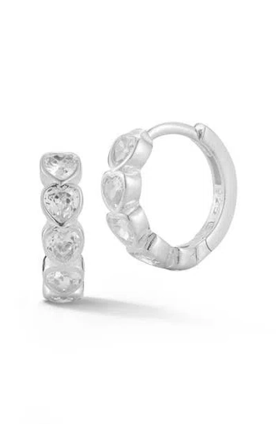 Glaze Jewelry Heart Stone Huggie Earrings In Black