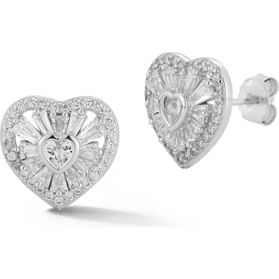 Glaze Jewelry Heart Stud Earrings In Silver